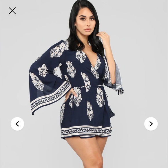 nWT fashion nova navy blue palsy Abby romper sz M - Picture 6 of 6